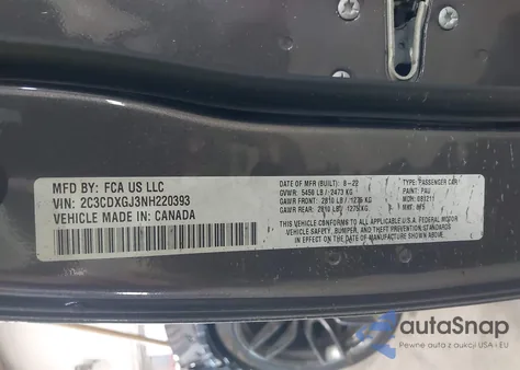 2022 Dodge Charger Scat Pack Widebody из США, поврежденный, VIN 2C3CDXGJ3NH220393